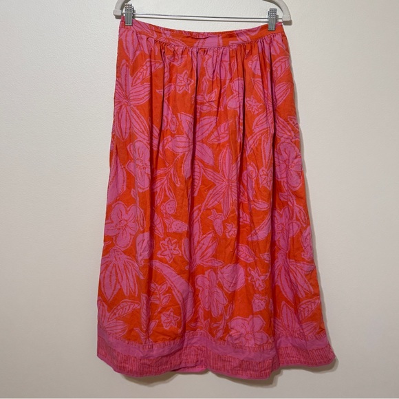 Free People Floral Maxi Skirt Size Large Pink Orange Copa Cabana Tropical Summer - Picture 2 of 9